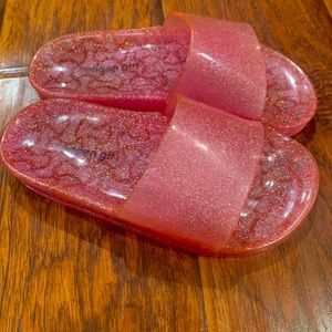 Madden Girl Pink Glitter Jelly Slides Size 3